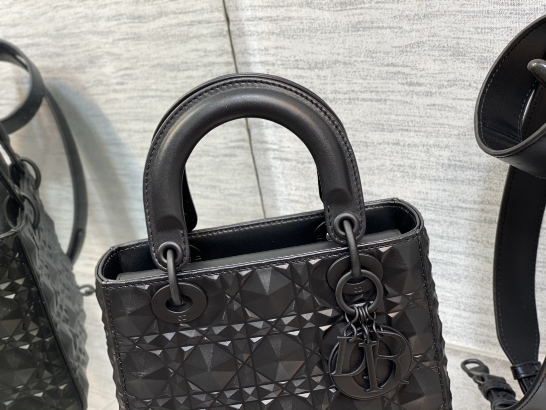 Small Lady Dior My ABCDior Bag Black Cannage Calfskin with Diamond Motif